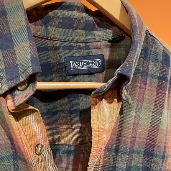 Upcycled Lands End flannel with lightning bolt patchwork large - Picture 5 of 5